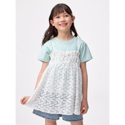 Girls 2 Piece Camisole Tunic  Short Sleeve   Lace 