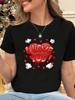 I LOVE YOU Combined with Heart and Cartoon Cloud Pattern Printed Womens Fashionable Casual Roundneck Summer Tshirt