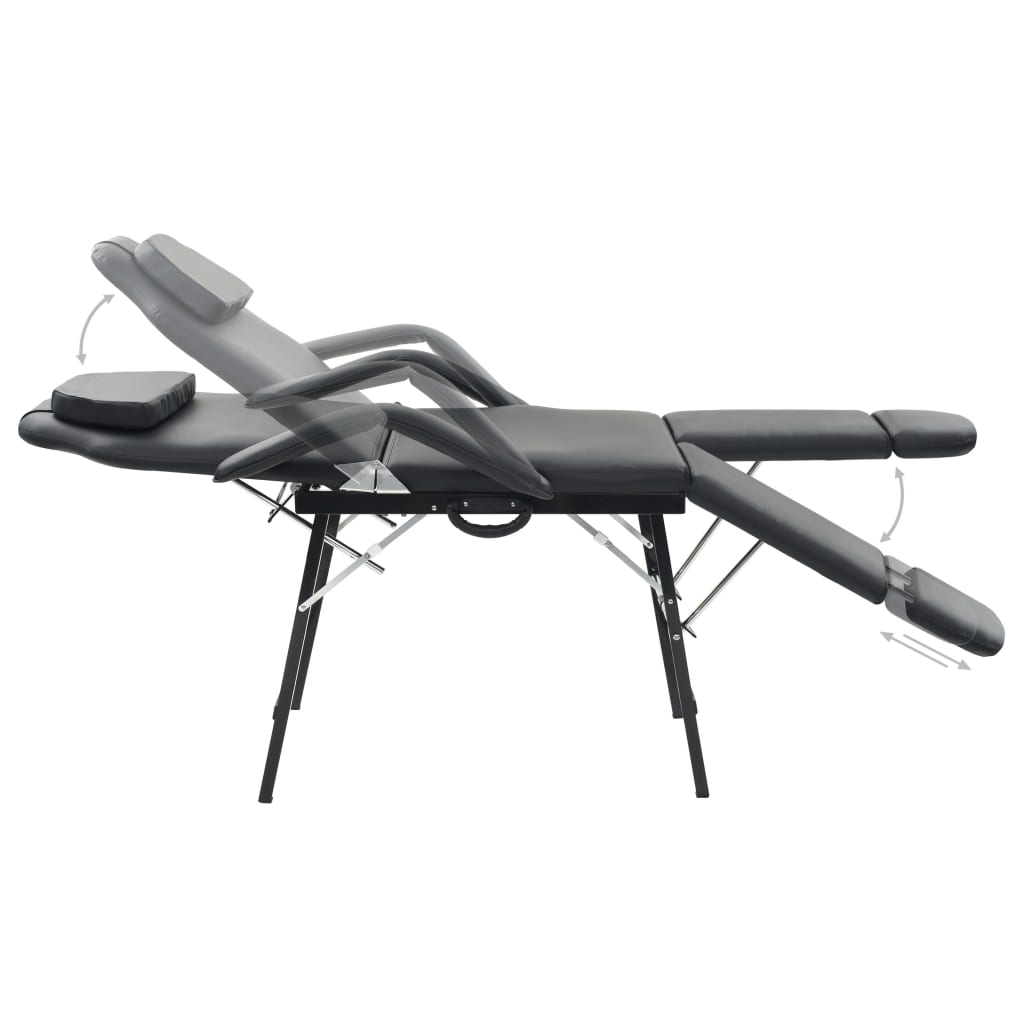 Salon Chairs Portable Facial Treatment Chair Faux Leather 185X78x76 Cm Black