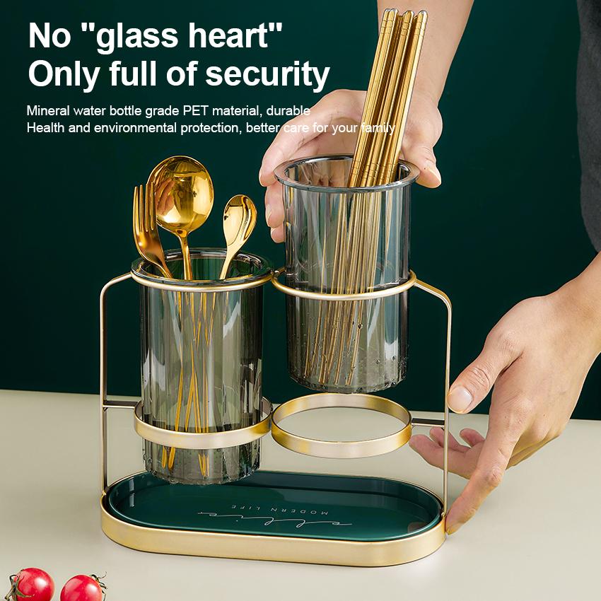 Chopstick Storage Holder Multifunctional Cutlery Drain Rack Luxury Dinnerware Rack Kitchen Tableware Spoon Forks Organizer Box