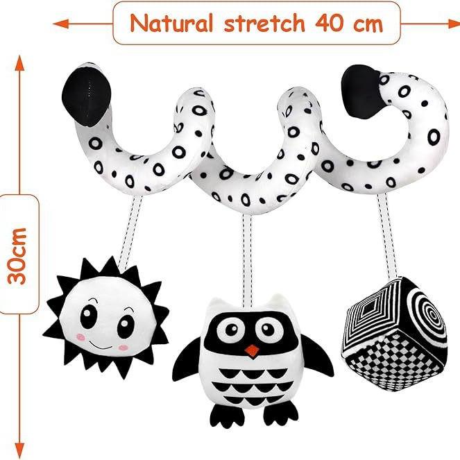 Black & White Bee Crib Wrap Toy with Bells - Cartoon Animal Design, In Stock