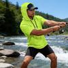 Men's 50+ Sun Short Sleeve Hoodie Fishing Shirt with Camouflage Print, Lightweight Outdoor Tee