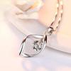 Silver Plated Twisted Open Teardrop Pendant Necklace, Floating Round CZ Box Chain Necklace for Women