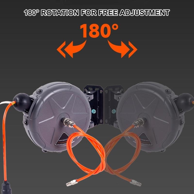 Automatic Retractable Air Hose Reel with 10M Air Hose Slow Retraction for Outdoor Car Washing Workshop Garage Garden