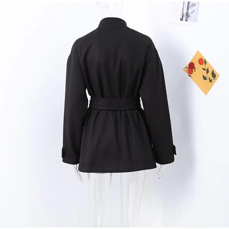 Cappotto Invernale Caldo da Donna Vintage con Lacci in Lana Moda Monopetto Tinta Unita Soprabito Retro Giacche con Collo Alto