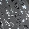 Black Silver Cat Animals Nail Sticker Decals Y2K Charms Cute Dog Cartoon Adhesive Sliders Foils For Manicure Nail Art Decoration