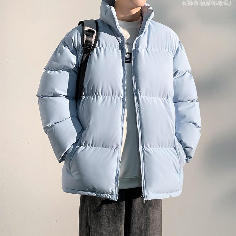 New Stand-up Collar Cotton Clothes Bread Clothes Men's Solid Color Simple Urban Trendy Brand Couple Thickened Warm Cotton Clothes
