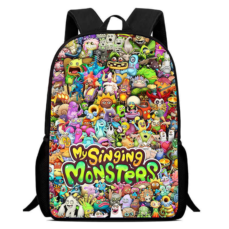 Zaino Anime Periferico My Singing Monster Borse Scolastiche da Uomo e da Donna