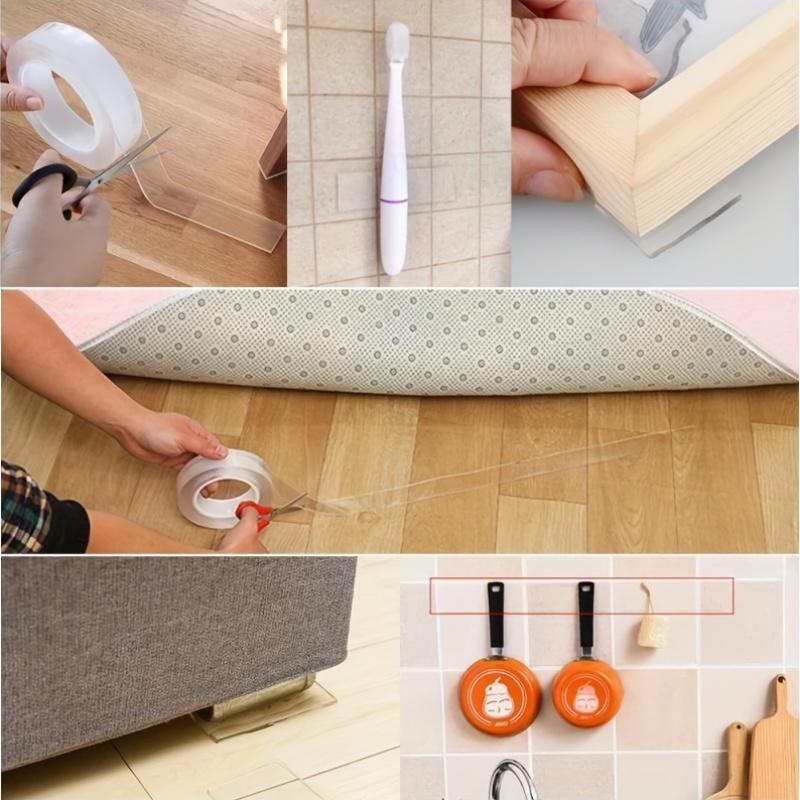 Heavy Duty Double Sided Tapes, Reusable Traceless Strong Sticky Tape Strips, Multipurpose Removable Washable Clear Mounting Nano Tape