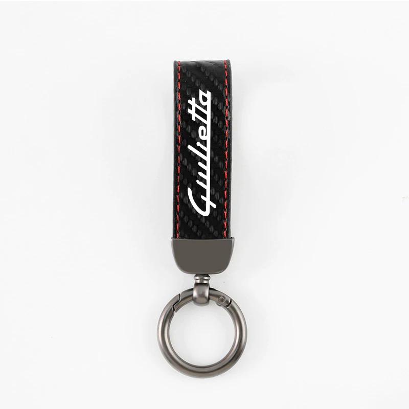 XTXG4 Luxury Leather Car Key Chain Anti-theft Keychian Ring For Alfa Romeo Giulietta 940 2010-2014 2015 2016 2017 2019 2021 Accessorie