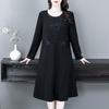 2025 Spring Retro Embroidered Long Sleeve Plus Size Slimming Dress for Middle-Aged Women