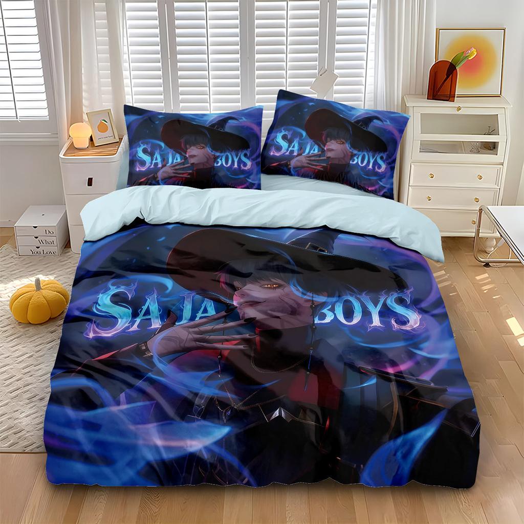3pcs/set K-Pop Bedding Set Demon Hunters Colorful Print Polyester Student Dormitory Bed Sheet Duvet Cover Kid Gift Home Textile