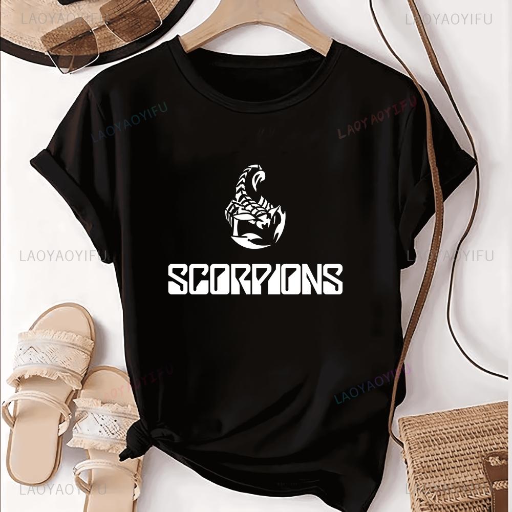 Loose and Retro Scorpions Rock Band Summer Y2K Short-sleeved Shirt Suitable for Both Men and Women, Large Size T-shirt