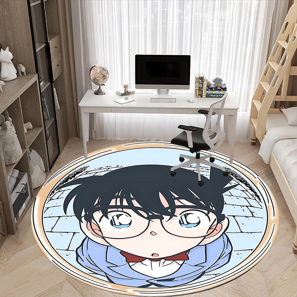 1PC Detective Conan Office Round Area Rug Suitable For Office, Under Office Chairs Bedroom Living Room Home Decor, Room Deco T1224006