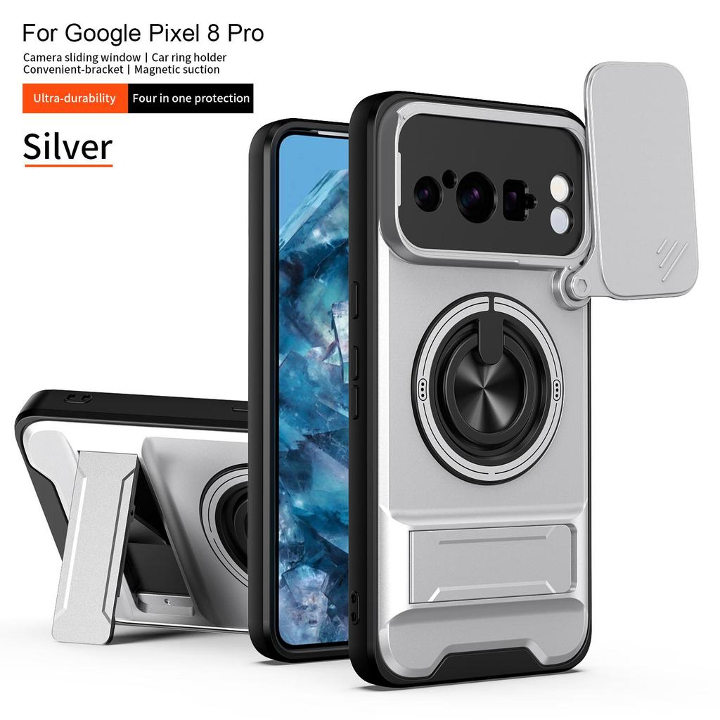 Schiebkameraabdeckung Kompatibel für Google Pixel 8 Pro Hülle Mit integriertem Ringständer und Klappständer