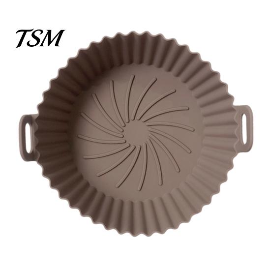 High-temperature Resistant Air Fryer Pan Silicone Liner Round Non-Stick Basket Food-grade Pot Baking with Oil Drain Grooves Accessory for Even