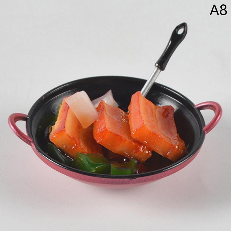 Dollhouse Miniature Diy Accessories Cooking Pot With Food Kitchen Utensils Model