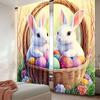 2Pcs Vintage Rabbit Print Curtains Elegant Modern Style For Living Room Bedroom Or Kitchen Easter Decor And Many Other Occasions