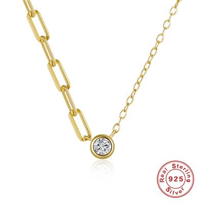 S925 Sterlingsilber Modestil Klassisch Einzelner Zirkon Asymmetrische Damen Schlüsselbeinkette
