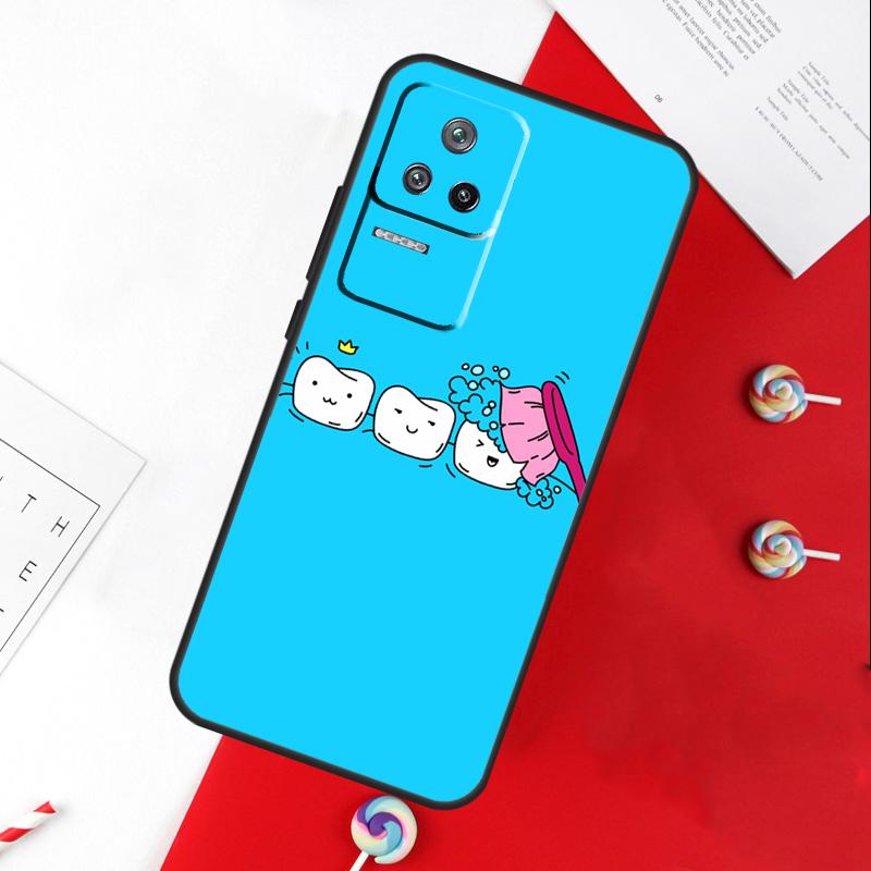 Cartoon Dentist Dental Crowned Teeth Cover For Xiaomi 14T 11T 12T 13T Pro 13 14 15 Ultra POCO X7 Pro X3 X5 X6 F5 F6 M6 Pro Case