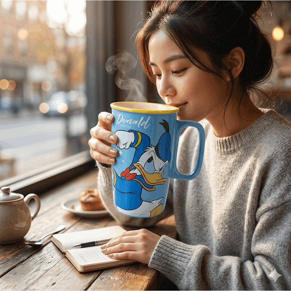 Disney Cartoon Ceramic Mug 500ml, Cute Coffee Cup with Handle, Large Capacity Drinkware for Home Office Gift