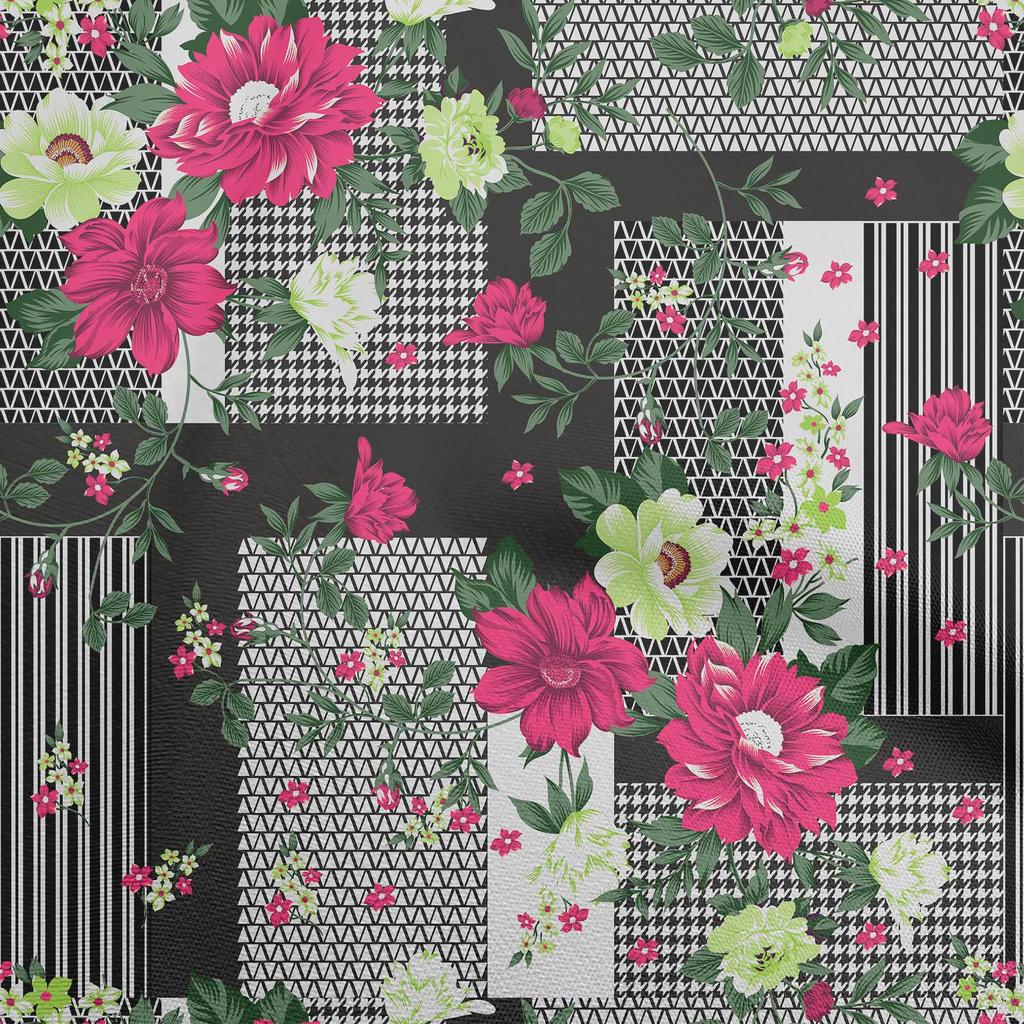 oneOone Cotton Flex Dark Beige Fabric Asian Floral With Geometrical Texture Sewing Craft Projects Fabric Prints By Yard 40 Inch