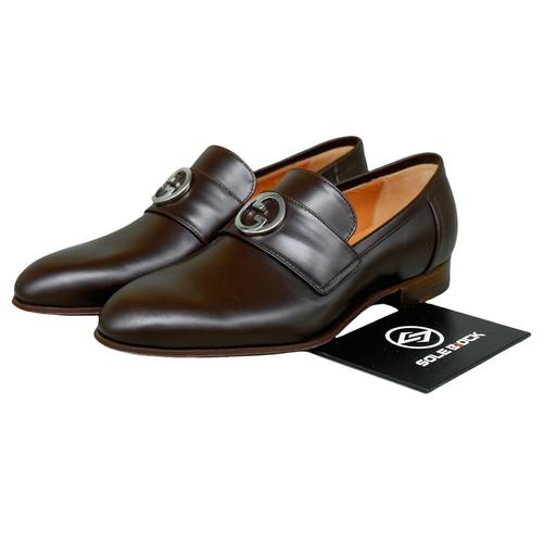 

Gucci Interlocking G Leather Casual Loafer Men s Brown 730134 06F00 2140 EU 39.5 коричневий
