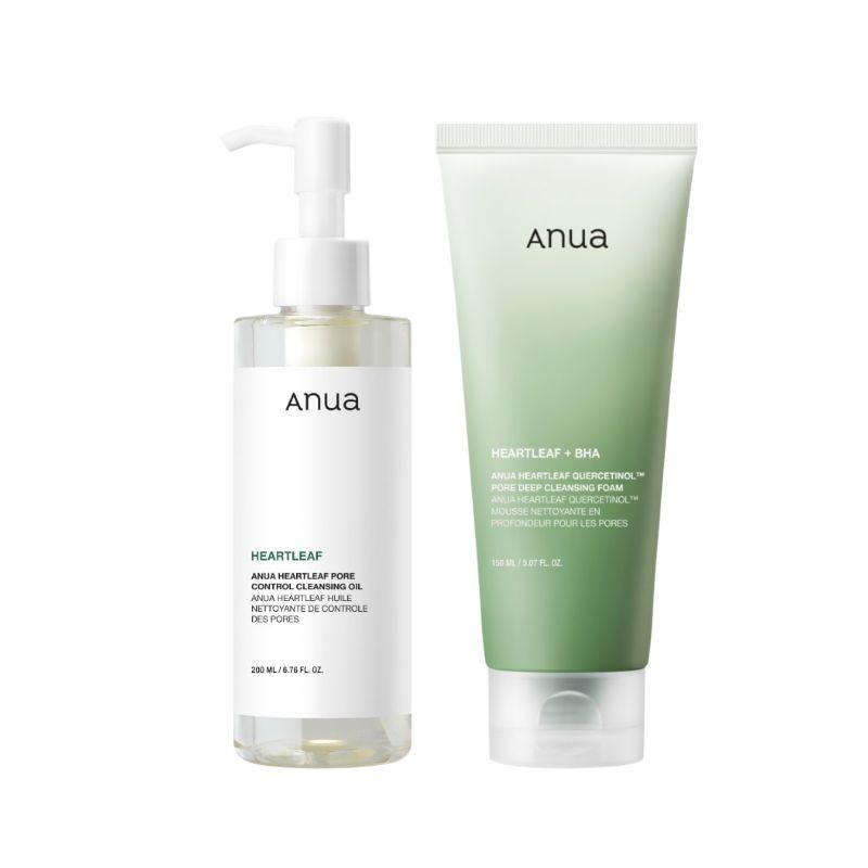 ANUA Pore Sebum Control Double Cleansing Set Heartleaf Cleansing Oil & Foam Set