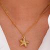 New Summer Starfish Pendant Necklace: 18k Gold Stainless Steel, Retro European American Style.