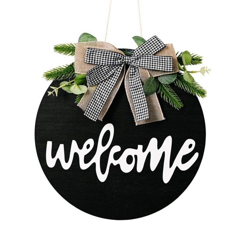 Wooden Welcome Doorplate Decoration Wreath Door Decoration Welcome