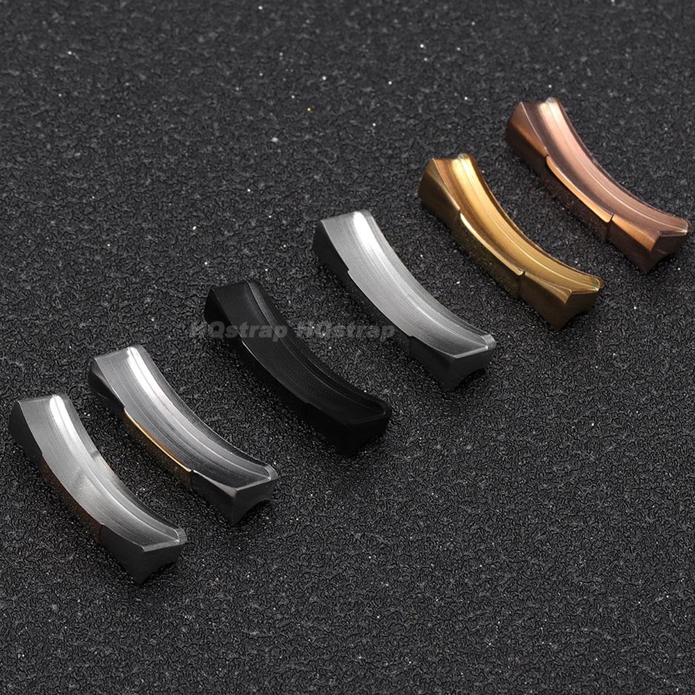 20mm 21mm Massives gebogenes Endstück für Rolex Submariner Uhrenarmband für Wassergeister für Daytona Gummiarmband Nahtlose Verbindung 2 Stück