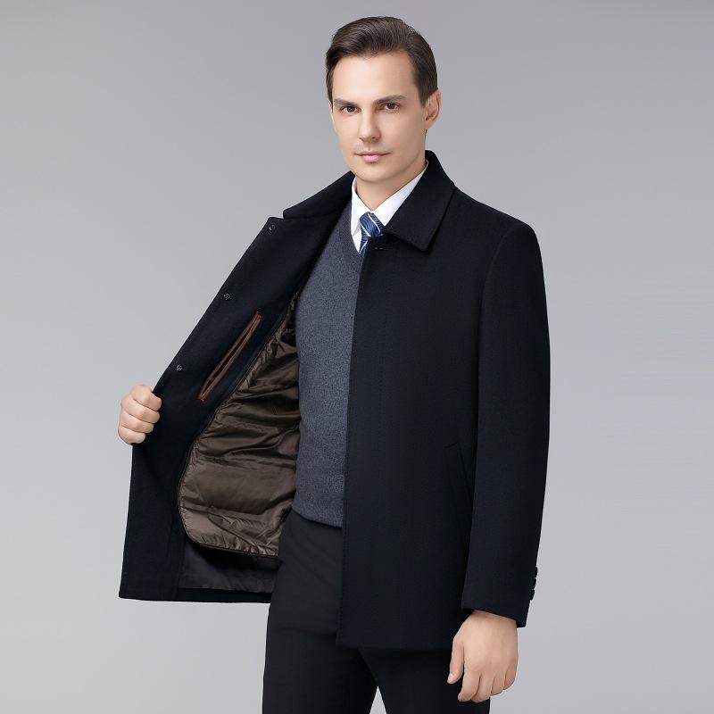 Cashmere coat men's down liner short middle-aged and elderly winter thickened woolen woolen coat