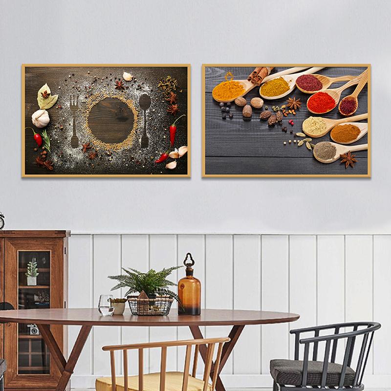 New Various Kitchen Spices Delicious Spice Decoration Painting Art Cloth Painting Wall Art Home Decoration