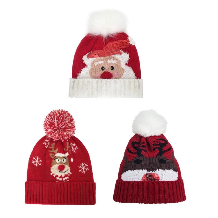 Trendy Santa Claus Beanie Hat Windproof Elk Knit Hat Wool Hat All-match Winter