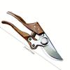A Modern Carbon Steel Pruning Shear with Japanese SK5 Steel Blades, Featuring an Ergonomic Wooden Handle, Heavy-Duty Side-Cutting Scissors Designed