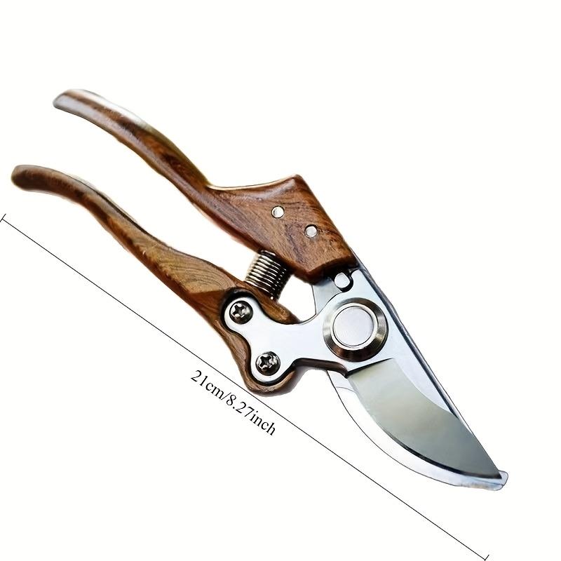 A Modern Carbon Steel Pruning Shear with Japanese SK5 Steel Blades, Featuring an Ergonomic Wooden Handle, Heavy-Duty Side-Cutting Scissors Designed