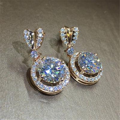 Exquisite Women'S Heart-Shaped Large Zircon Earrings, Stylish Versatile Earrings Accessories