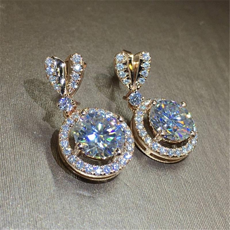 Wedding Bridal Accessories, Exquisite Zircon Heart-Shaped Hanging Earrings For Women, Quality Earrings