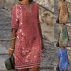Vestido de Mujer Primavera/Verano 2026 Casual Retro Estampado Floral Elegante Cuello en V Holgado Línea A Vestidos Vestidos Femeninos