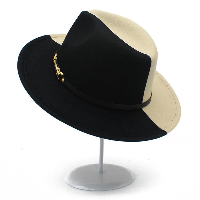 Hot-selling European and American Fashion Yin and Yang Woolen Top Hats, Men's and Women's Trends, Felt Hats, Autumn and Winter British Style Jazz Hats