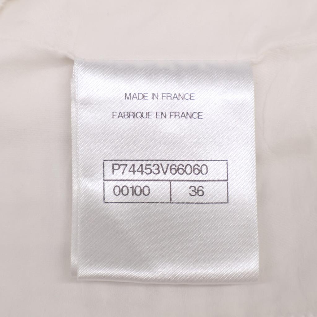 Chanel Inländisch regulär 23Edelstahl P74453V66060 Klarer COCO-Knopf Tweed kragenlose Jacke 36 weißGebraucht
