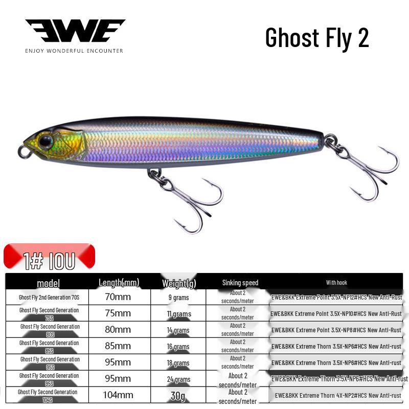 EWE Summer Ghost Feeder 2nd Gen Sinking Pencil Lure for Zander, Sea Bass, Barracuda