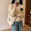 Design Inspiriert Herz-förmigen Rundhals Pullover Gestrickte Pullover Herbst Lose Casual Pullover