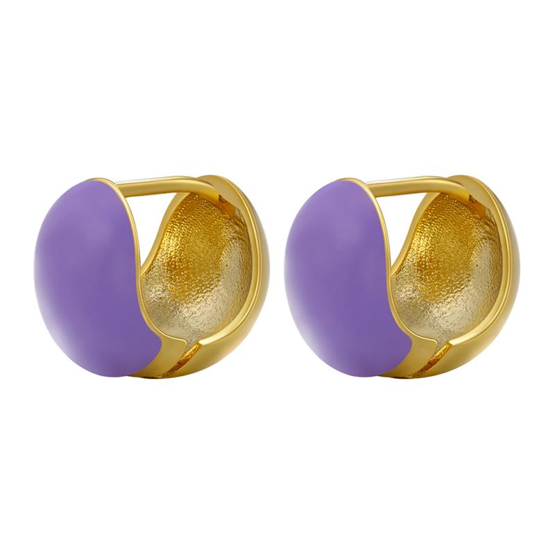 Lovely Gold Round Small Hoop Earrings Enamel Oil Drop hoop Earrings Gold-plated Brass Jewelry :VE614