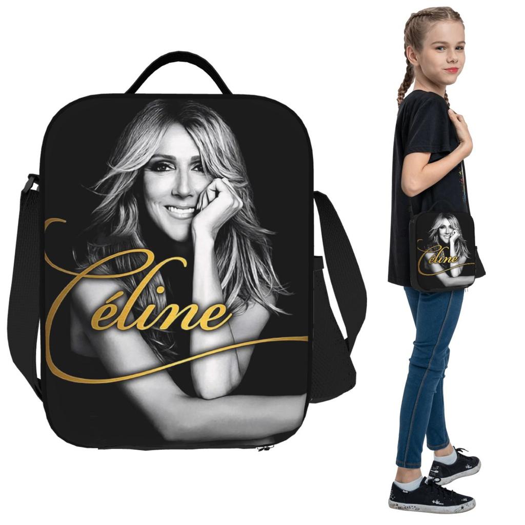 Celine Dion Isolierte Lunchtasche für Damen Büro-Kühltasche Thermische Lebensmittelbox Tragetasche Auslaufsichere Lunchboxen Behälter