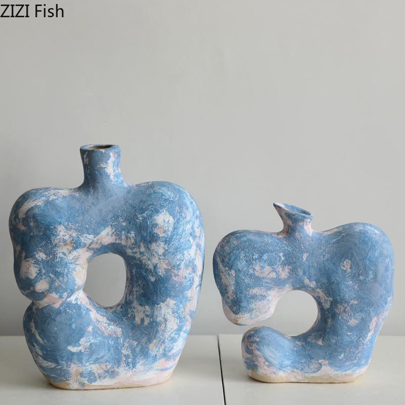 Hollowed Out Apple Ceramic Vase Creative Retro Plant Pot Table Decoration Flowers Arrangement Floral Vases Room Aesthetic Decor