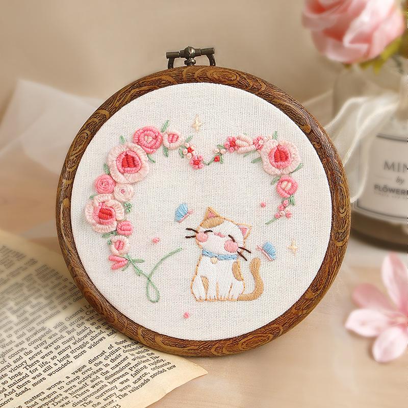 Handmade Embroidery Kit DIY Material Package 3D Cross Stitch Circular Ornament Contain Embroidery Tools Embroidery Frame