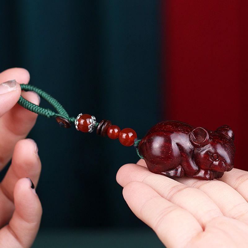 Green Sandalwood Zodiac Mouse Keychain & Bag Charm