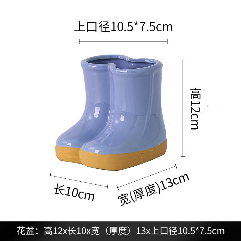 Ceramic Flower Pot Flower Vase Crude Pottery Cartoon Boots Rain Boots Shoes Floral Arrangement Accessories Garden Pot