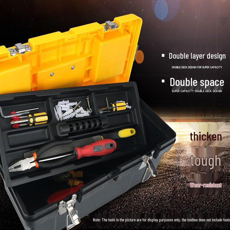 Extragroße Edelstahl-Multifunktions-Werkzeugkiste, tragbar, mit Fahrzeugmontage-Aufbewahrung